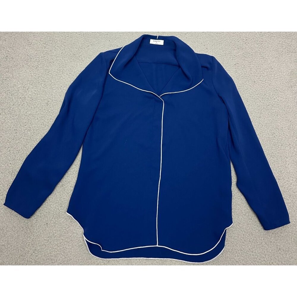 Babaton Long Sleeve Button Shirt Blue White Pajama Top Style‎